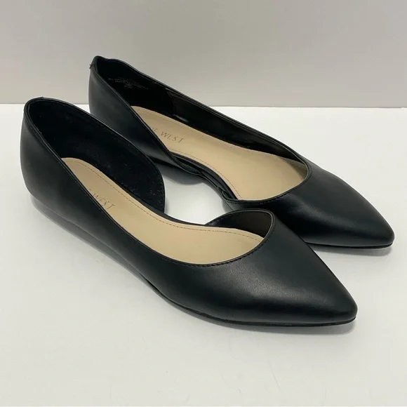 Nine West Saige d'Orsay Women’s Black Ballet Flats Size Size 7.5 Pointed Toe - Picture 1 of 15